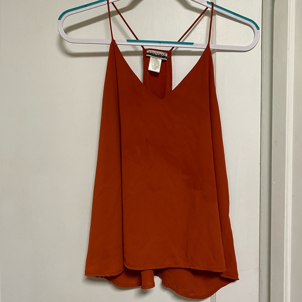 Cute tank top. Burnt orange. Size LARGE.